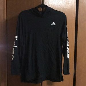 Adidas Long Sleeved Hooded Black Shirt